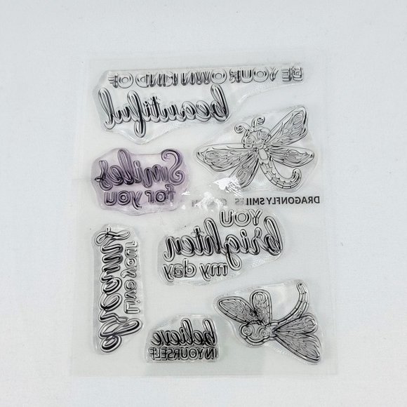 Dragonfly Smiles & Sentiment Stamps Clear Stamps Your Next Stamp Paper Crafts - Picture 9 of 11